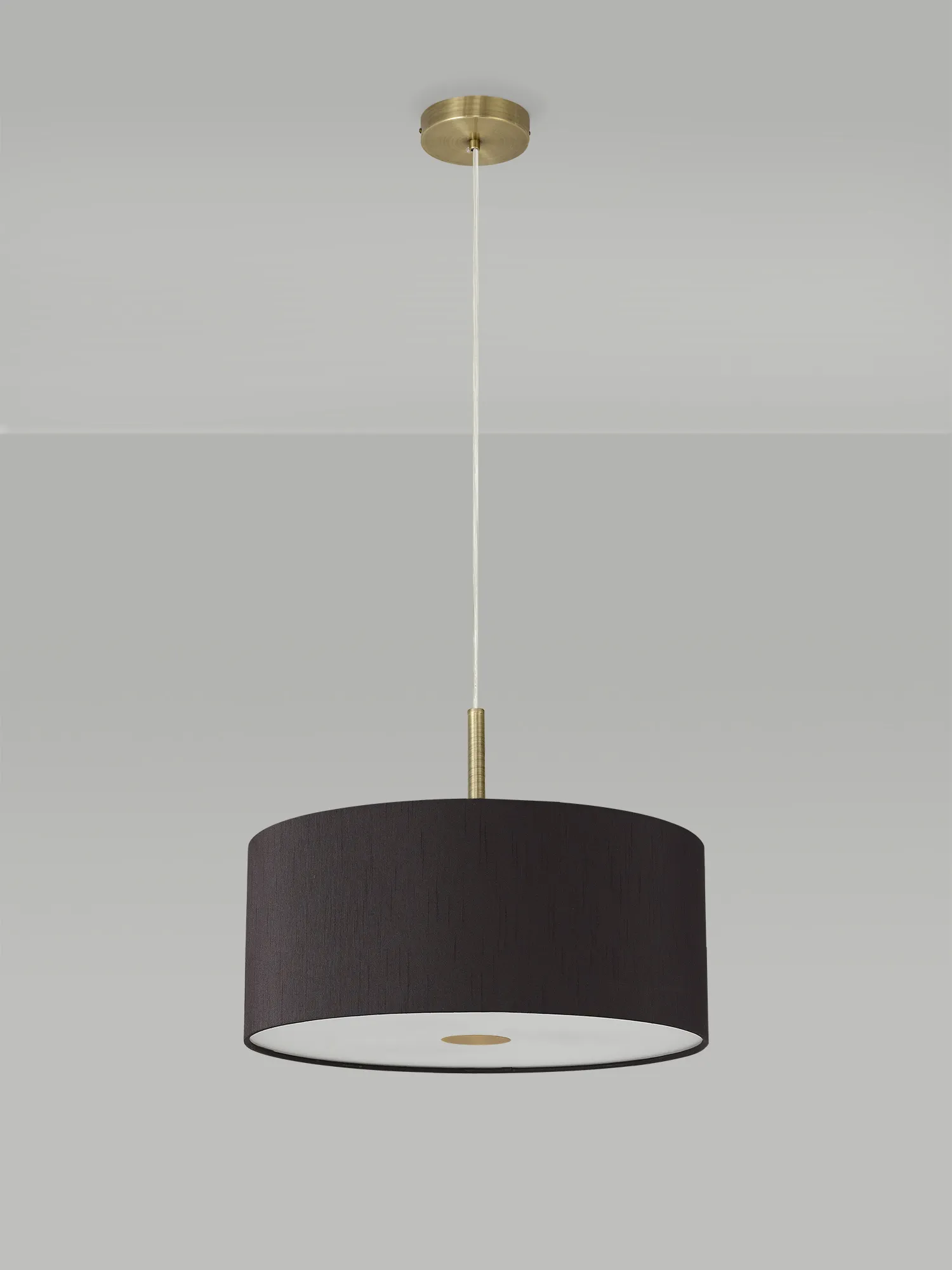 Baymont 40cm 3 Light Pendant Antique Brass, Black, Frosted Diffuser DK0401  Deco Baymont AB BL